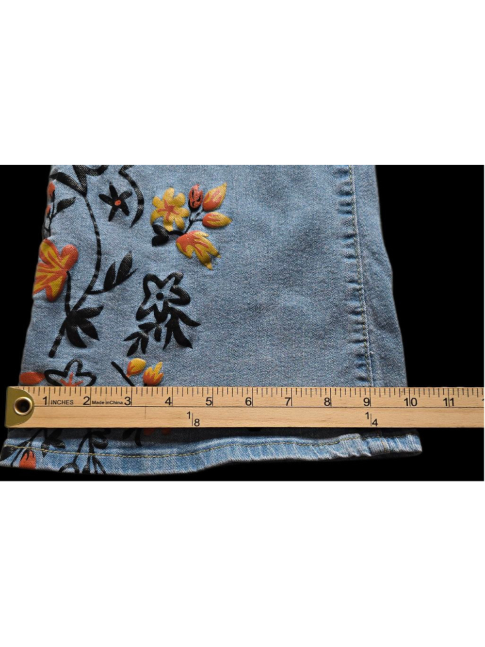 Boho Western Light Wash Denim JustFashionNow 2XL Floral Embroidered Jeans - Picture 9 of 11